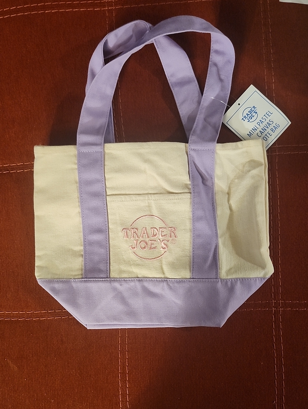 Trader Joe's Cream & Lavender Mini Canvas Tote